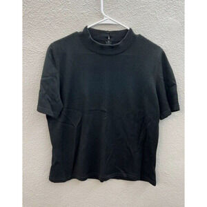 Womens Eric Stevens Sweater Size 12 Black Short Sleeve Mock Neck